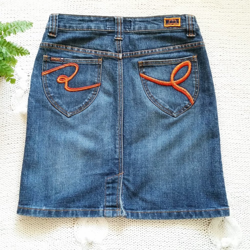 {Crest Jeans} denim skirt, sz XS-S